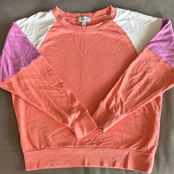 Evereve Tops - Evereve Coral and White Sweatshirt
